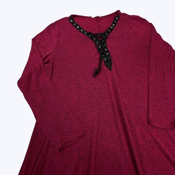 Jodifl Women's Tunic Top Long Sleeve Size‎ Medium Burgundy and black - Picture 3 of 7